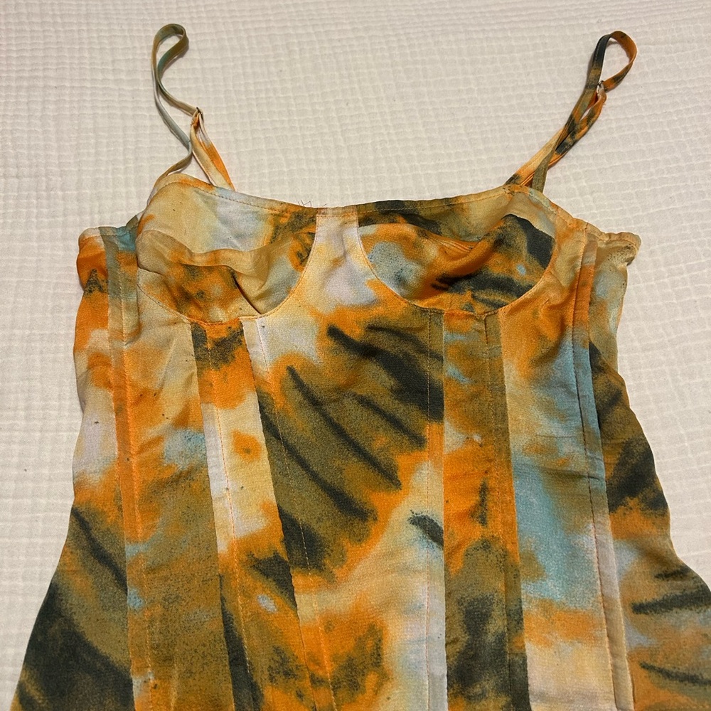 Orange Abstract Corset Top